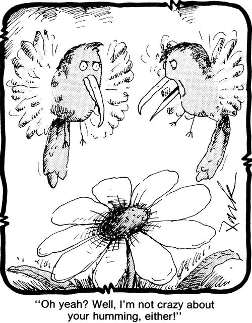 'Oh yeah? Well I'm not crazy about your humming, either!'