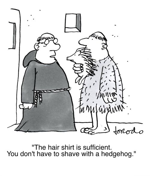 'The hair shirt is sufficient. You don't have to shave with a hedgehog.'