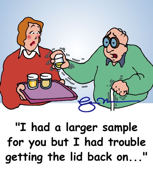 'I had a larger sample for you but I had trouble getting the lid back on. . .'