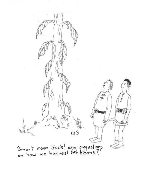 'Smart move Jack! Any suggestions on how we harvest the beans?'