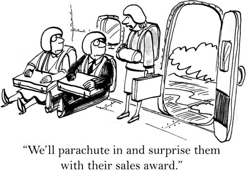 'We'll parachute in and surprise them with their sales award.'