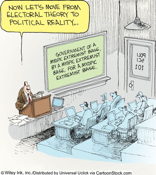 'Now let's move from electoral theory to political reality...'