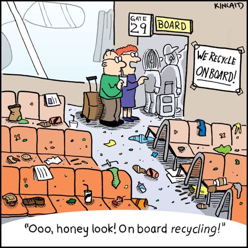 'Ooo, honey look! On board recycling!'