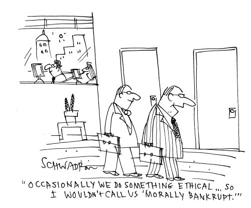 'Occasionally we do something ethical...so I wouldn't call us 'morally bankrupt'.'