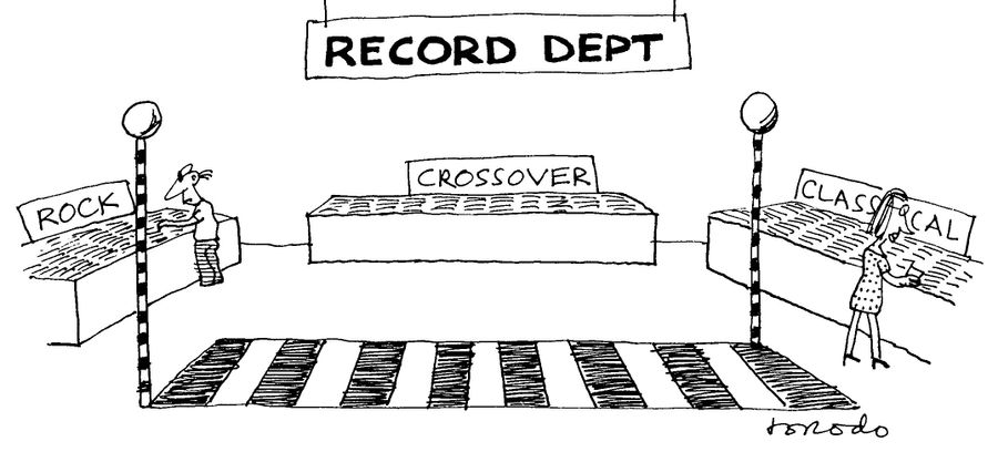 Record department with rock, crossover and classical sections.