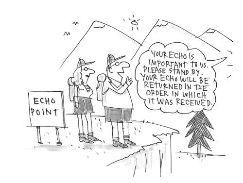 'Your echo is important to us. Please stand by. Your echo will be returned in the order in which it was received.'