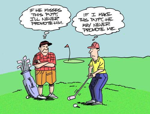 'If he misses this putt I'll never promote him.'
