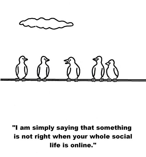 'I am simply saying that something is not right when your whole social life is online.'
