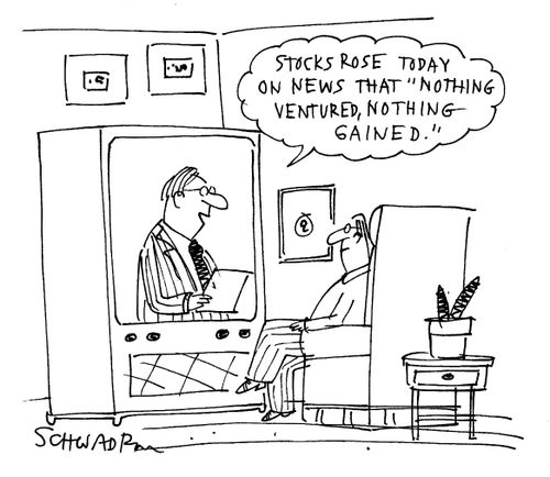 'Stocks rose today on news that 'nothing ventured, nothing gained'.'