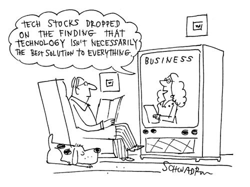 'Tech stocks dropped on the finding that technology isn't neccessarily the best solution to everything.'