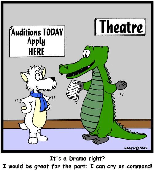 'It's a Drama right? I would be great for the part: I can cry on command!'