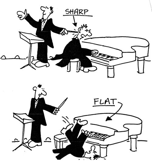 Pianist playing a sharp and a flat key