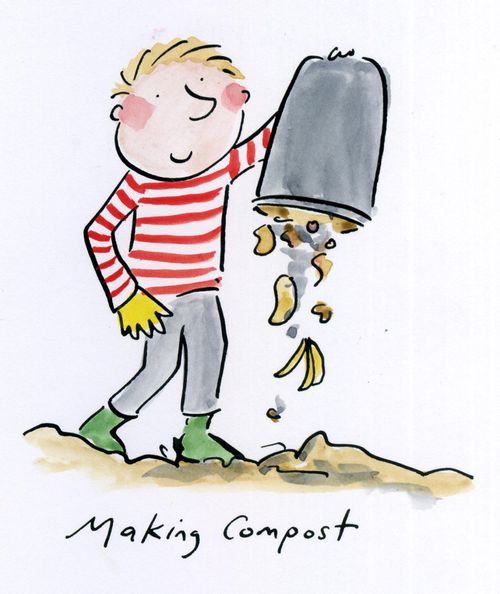 Making compost.
