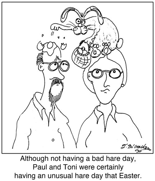 Although not having a bad hare day, Paul and Toni were certainly having an unusual hare day that Easter.