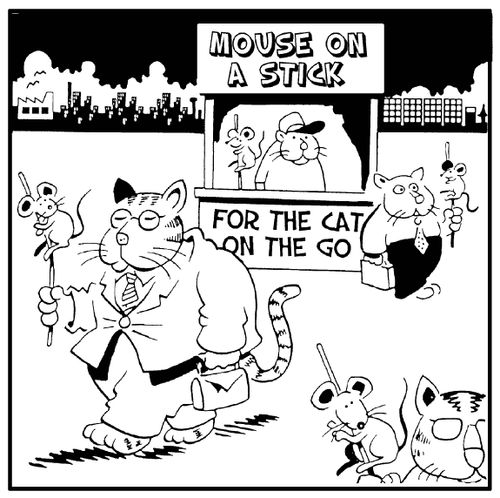Mouse on a stick - for the cat on the go.