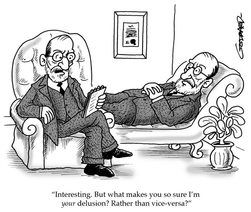 Freud analyses himself 'Interesting. But what makes you so sure I'm your delusion. Rather than vice versa?'