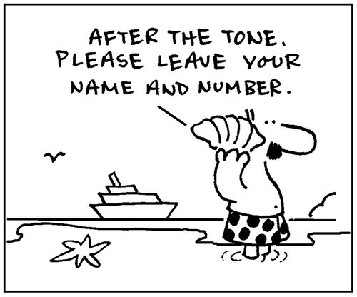 'After the tone, please leave your name and number.'