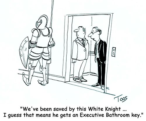 'We've been saved by this White Knight ... I guess that means he gets an Executive Bathroom key.'