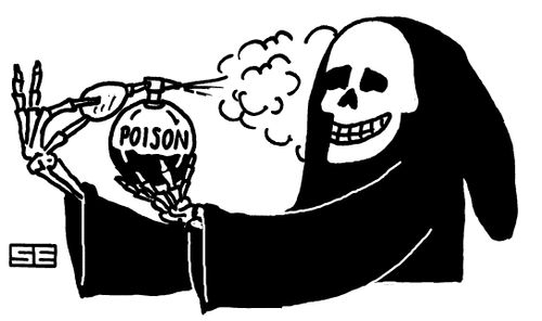 Grim Reaper Spraying Itself with Poison