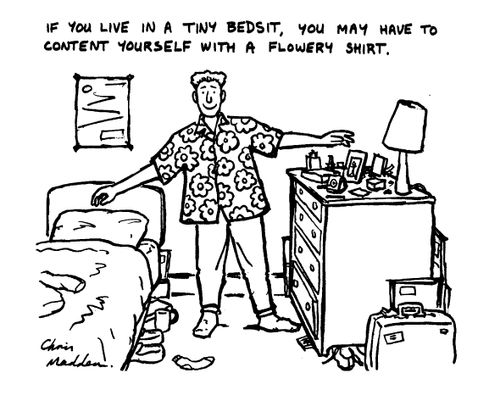 "If you live in a tiny bedsit,you may have to content yourself with a flowery shirt."