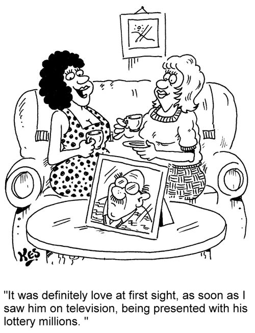 'It was definitely love at first sight, as soon as I saw him on television being presented with his lottery millions.'