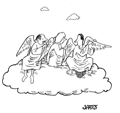 Angels grooming each others wings.