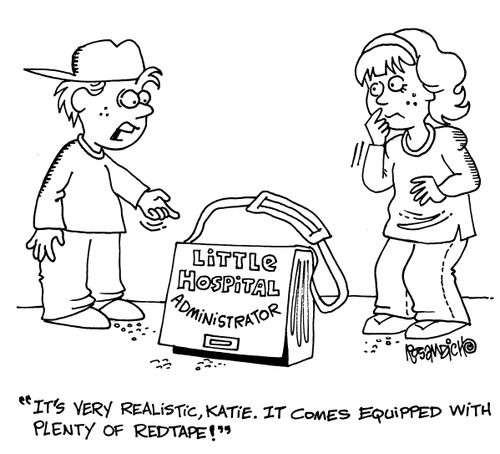 'It's very realistic, Katie. It comes equipped with plenty of redtape!'