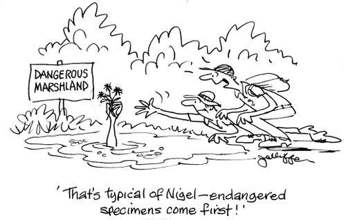 'That's typical of Nigel - endangered specimens come first!'