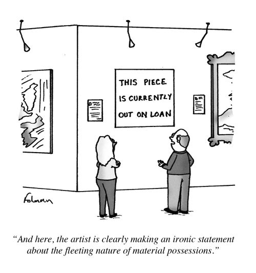 'And here, the artist is clearly making an ironic statement about the fleeting nature of material possessions.'