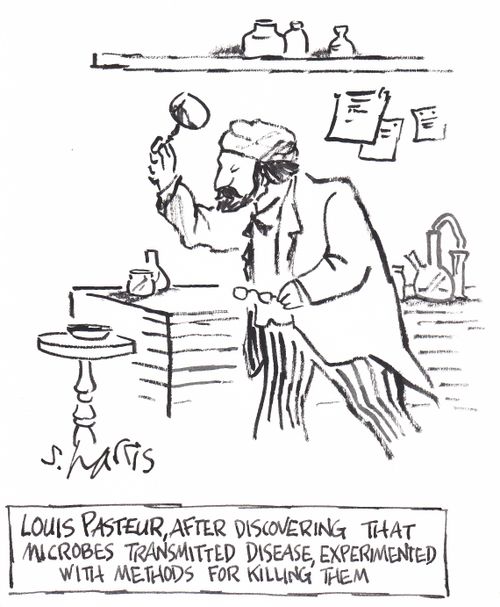 'Louis Pasteur, after discovering that microbes transmitted disease, experimented with methods for killing them'