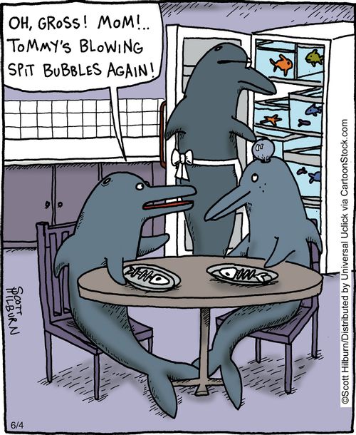 'Oh gross mum,, Tommy's blowing spit bubbles again'