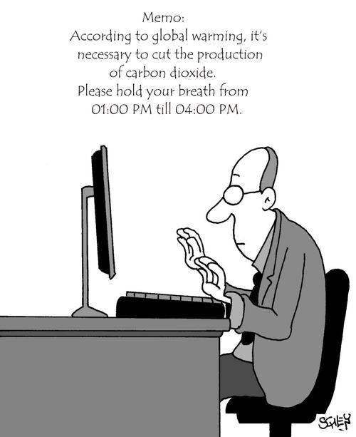According to global warming, it's necessary to cut the production of carbon dioxide. Please hold your breath from 1pm - 4pm.