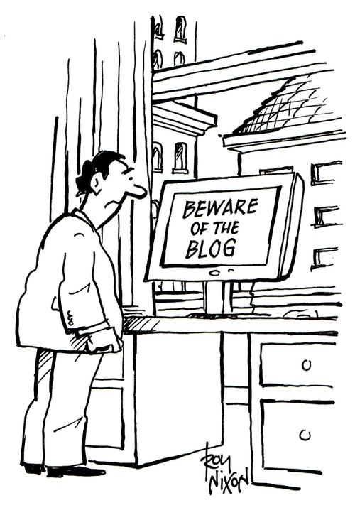 Warning on computer screen - BEWARE OF THE BLOG