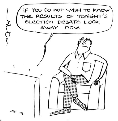 'If you do not wish to know the results of tonight's election debate, look away now.'