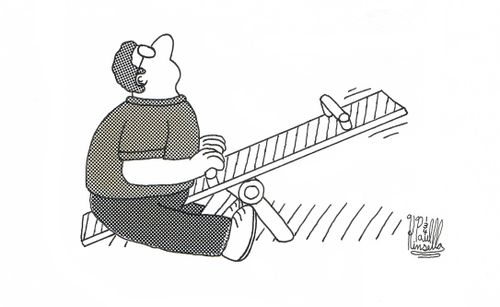 Fat guy on a seesaw.