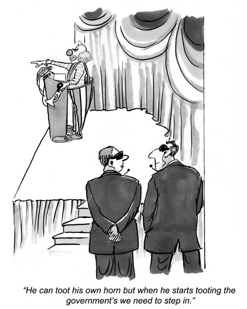 'He can toot his own horn but when he starts tooting the government's we need to step in.'