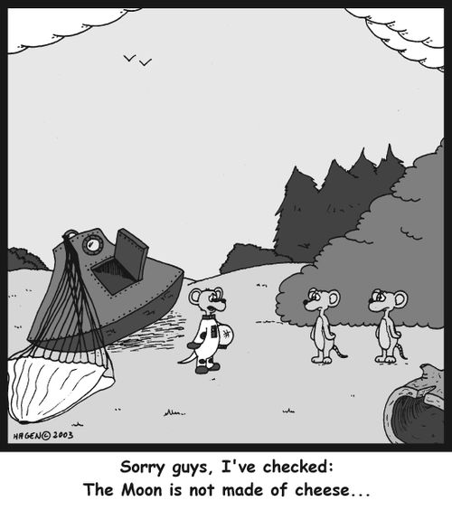 'Sorry guys, I've checked: The Moon is not made of cheese...'