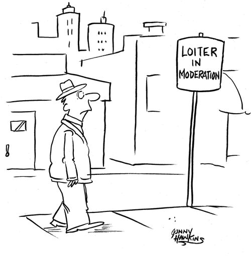 Man sees city sign: 'Loiter in Moderation',