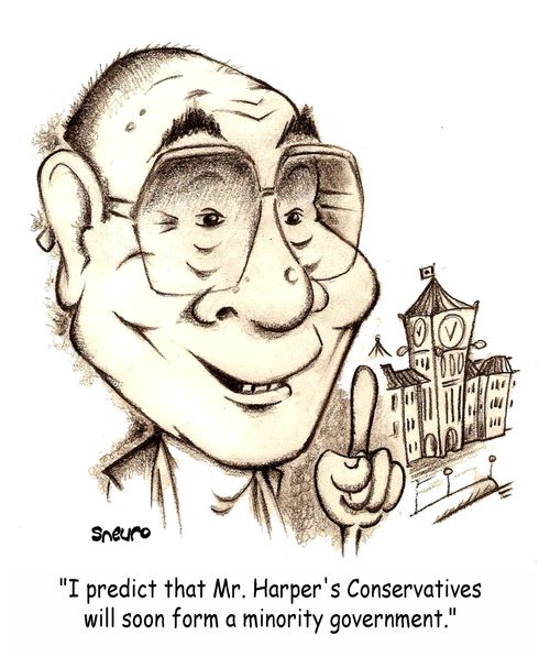 I predict that Mr. Harper's Conservatives will soon form a minority government.