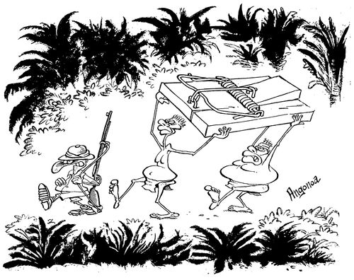 Big game hunter with big mouse trap