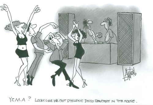 'Y.C.M.A.? Looks like we got dyslexic disco dancers in the house.'