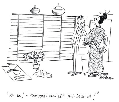 'Oh no! Someone has let the dog in!'