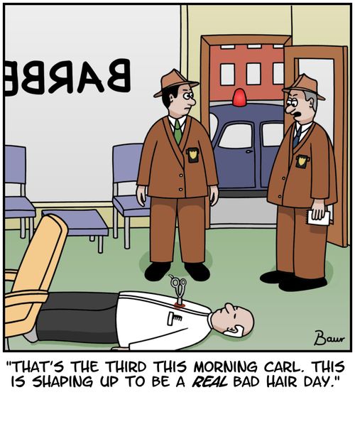 'That's the third this morning Carl. This is shaping up to be a real bad hair day.'