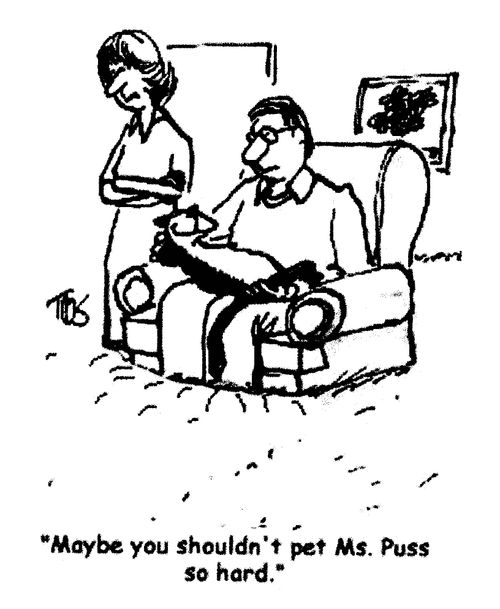 'Maybe you shouldn't pet Ms.Puss so hard.'