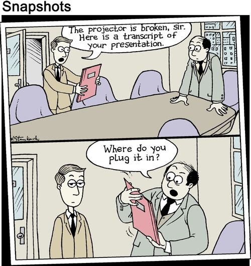 Executive doesn't know how to operate a folder.