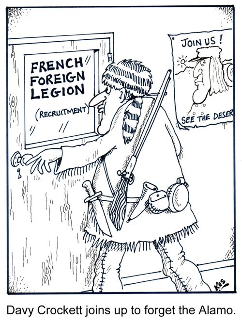 Davy Crockett joins up to forget the Alamo.