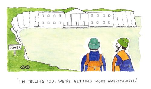 'I'm telling you, we're getting more Americanized.' (WHITEHOUSE DESIGN ON CLIFFS)