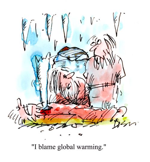 Man speared by an icicle - 'I blame global warming.'