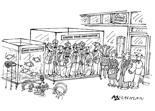 'Choose your own waiter' at a restaurant.