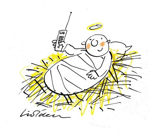 Jesus with mobile.
